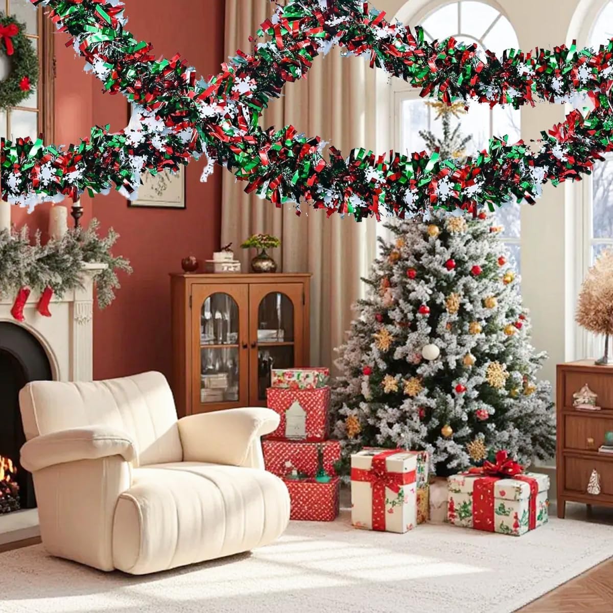 إكليل زينة عيد الميلاد بطول 2  - مراجعة Tinsel Garland Decoration وسعره